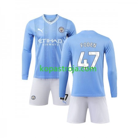 Billiga Fotbollströjor Manchester City Phil Foden 47 Barn Hemma tröja 2023/24 Långärmad
